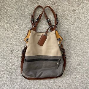 orYANY Cream and Gray Shoulder Bag